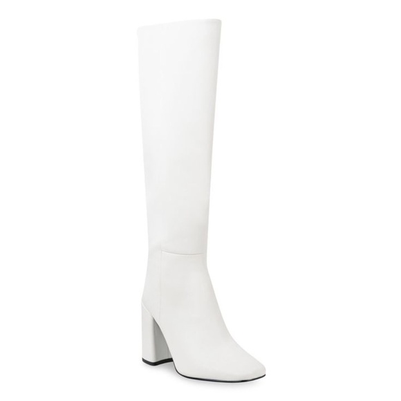 Brand New Steve Madden Knee High Block Heel Cream Boots - Picture 1 of 3